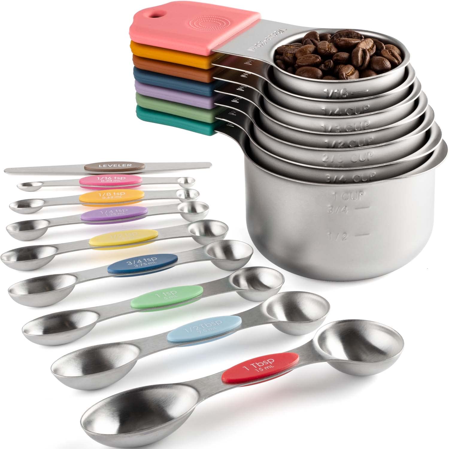 Conjunto Turewin de tazas medidoras magnéticas, 7 piezas, precisión para recetas.