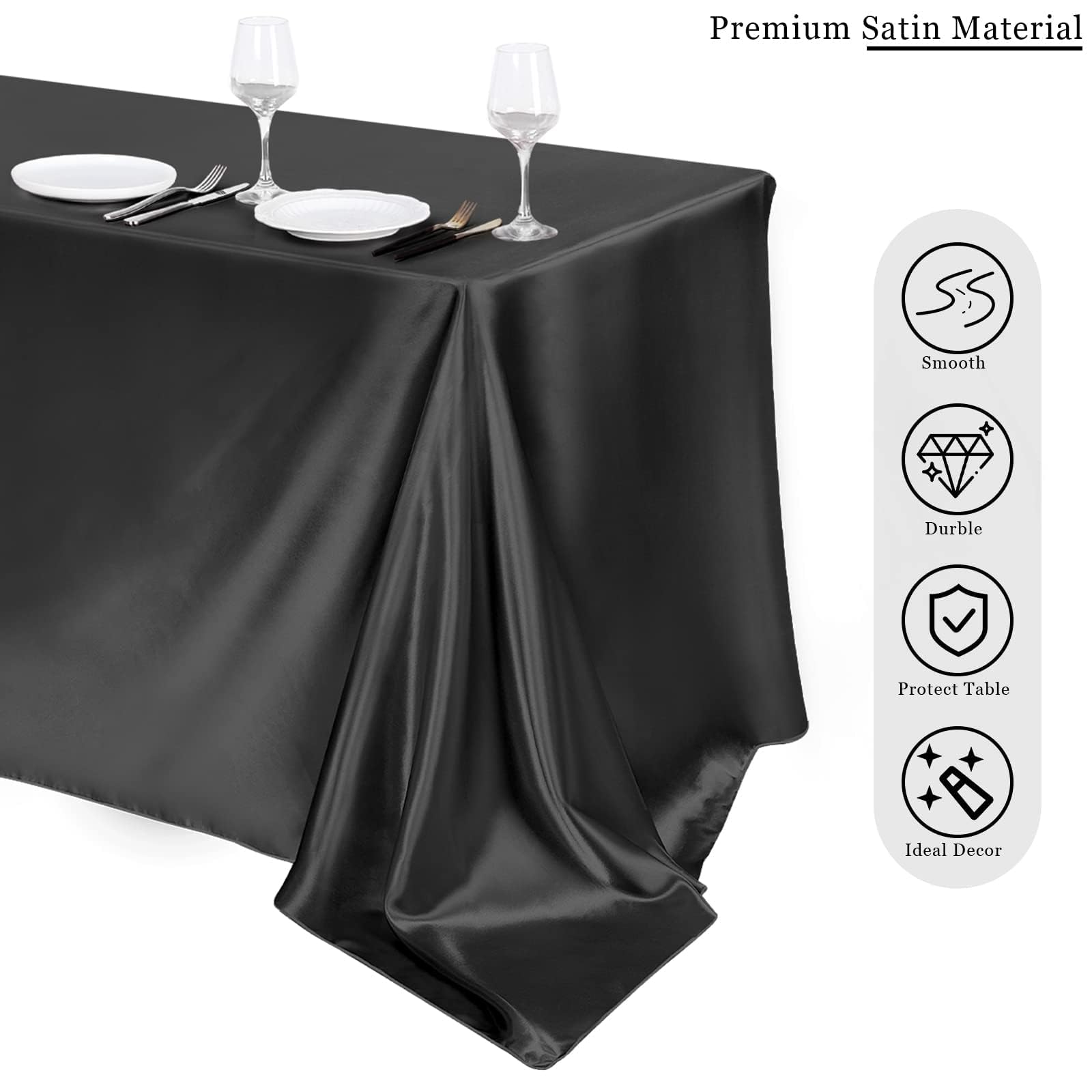 Mantel TURSTIN negro 102x58 para mesas grandes y banquetes.