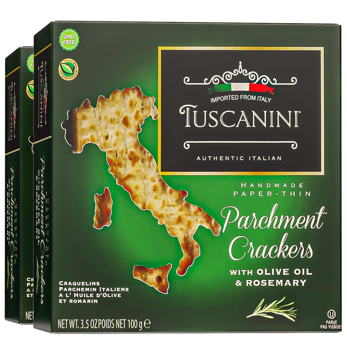 Tuscanini galletas de pergamino con aceite de oliva y romero, antipasto ligero