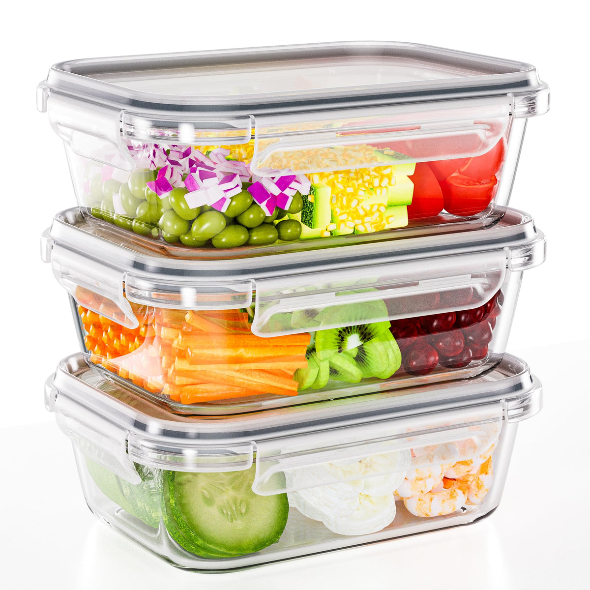 TUSEASY Contenedores de vidrio 35 oz con tapas para almacenar comidas.