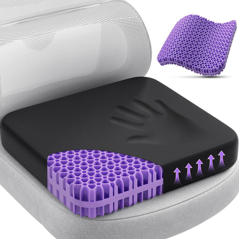 Cojín gel TushGuard para asiento de escritorio, comodidad sostenida durante largas jornadas.