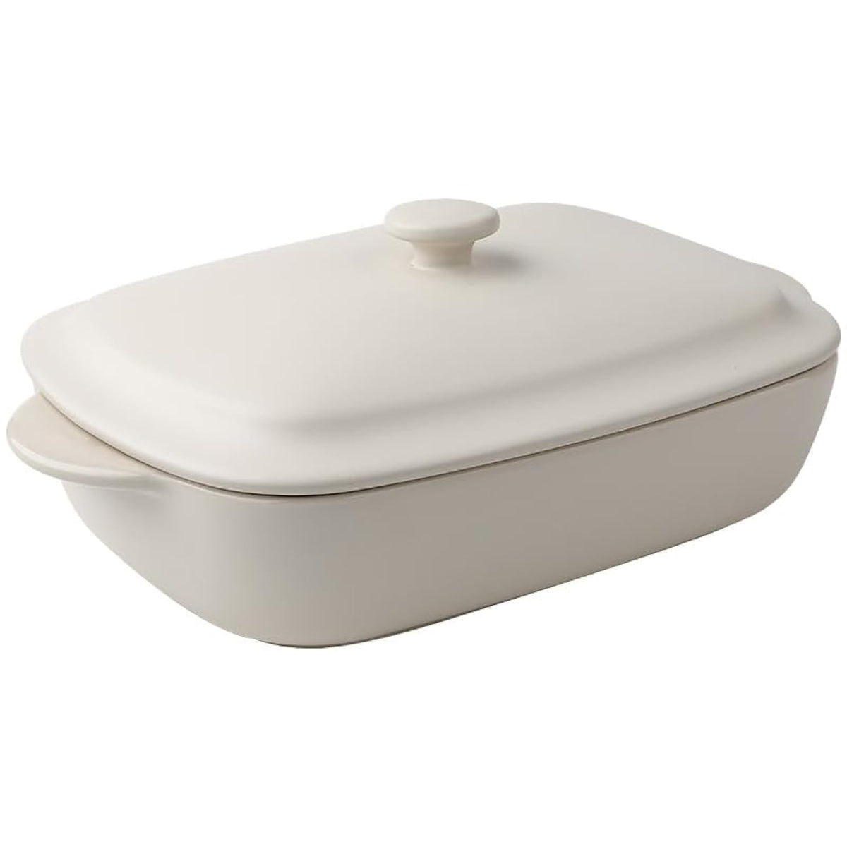 Cazuela cerámica rectangular TUSIMI con tapa, ideal para hornear y servir porciones.