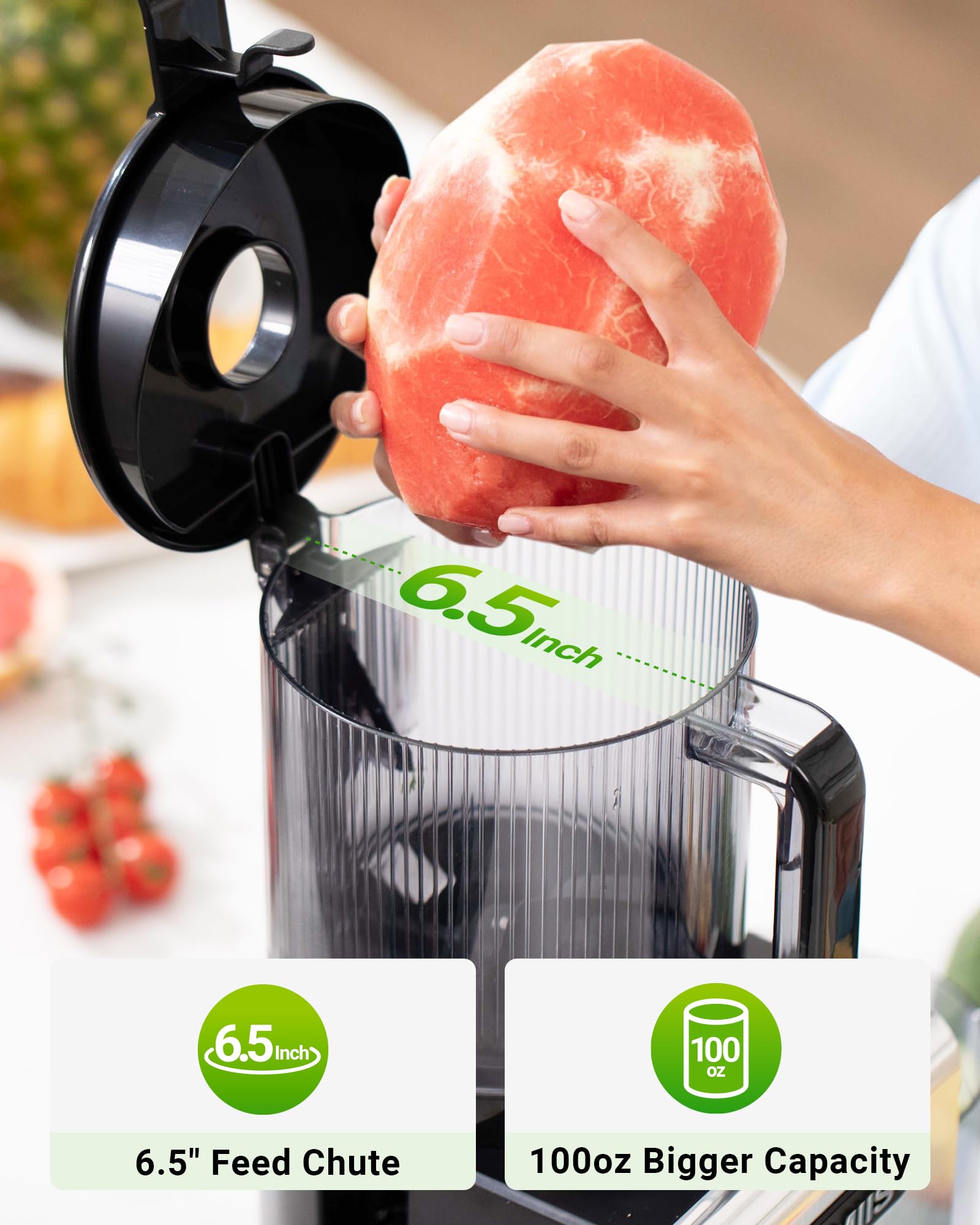 TUUMIIST exprimidor frío para frutas enteras y verduras, jugos limpios