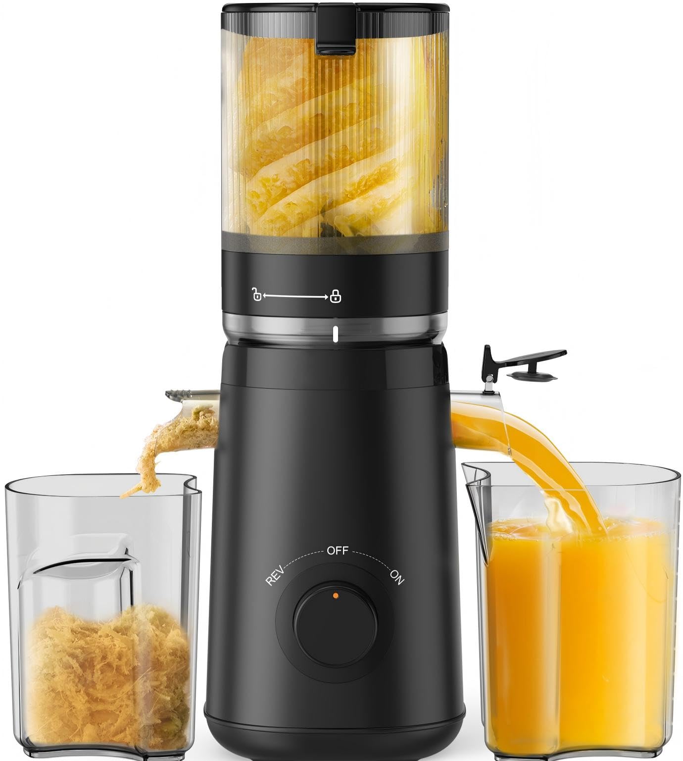 TUUMIIST extractor con tolva de 5,3 pulgadas para jugos de frutas enteras