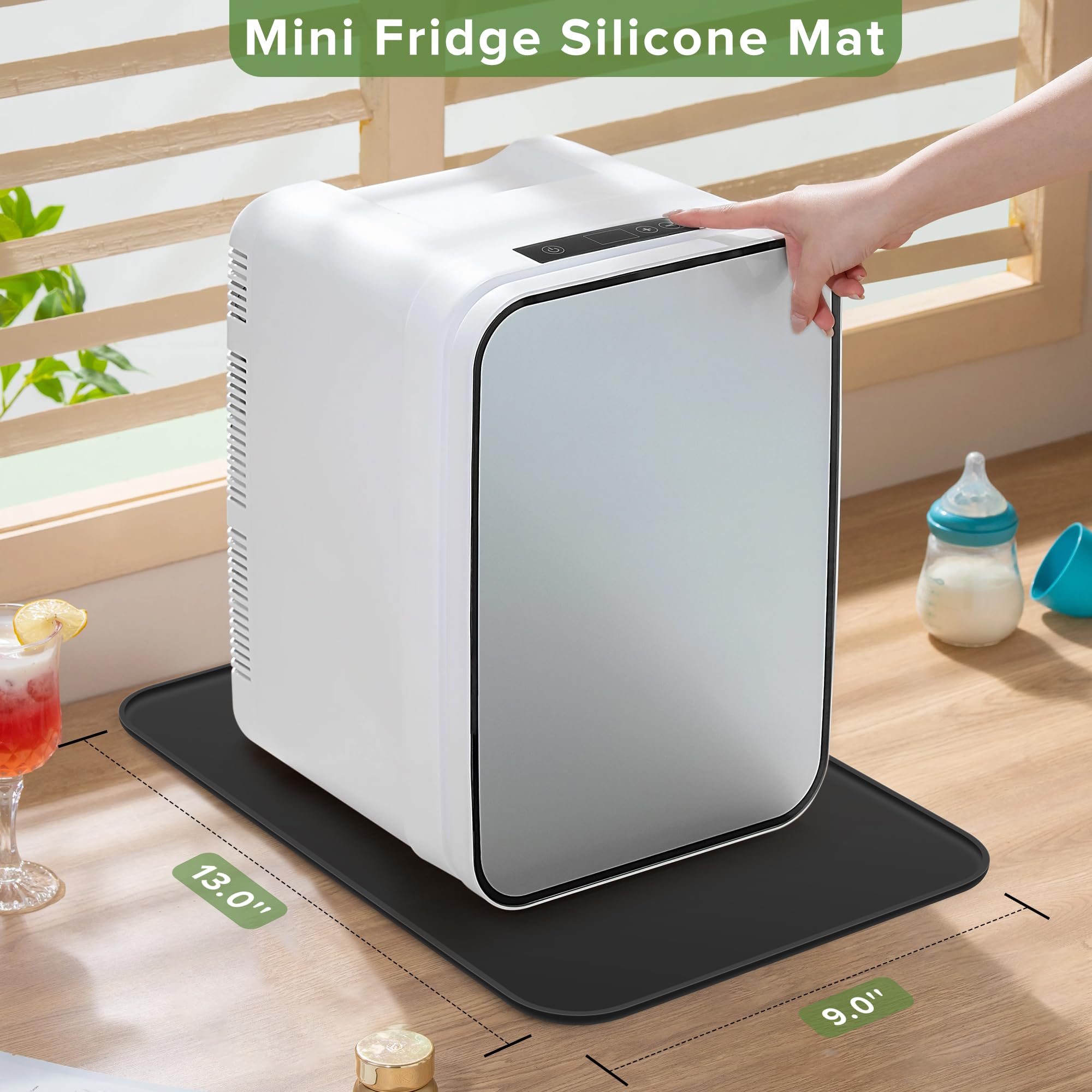 TUYOART Manta silicona mini nevera borde alto: contiene derrames y protege el suelo
