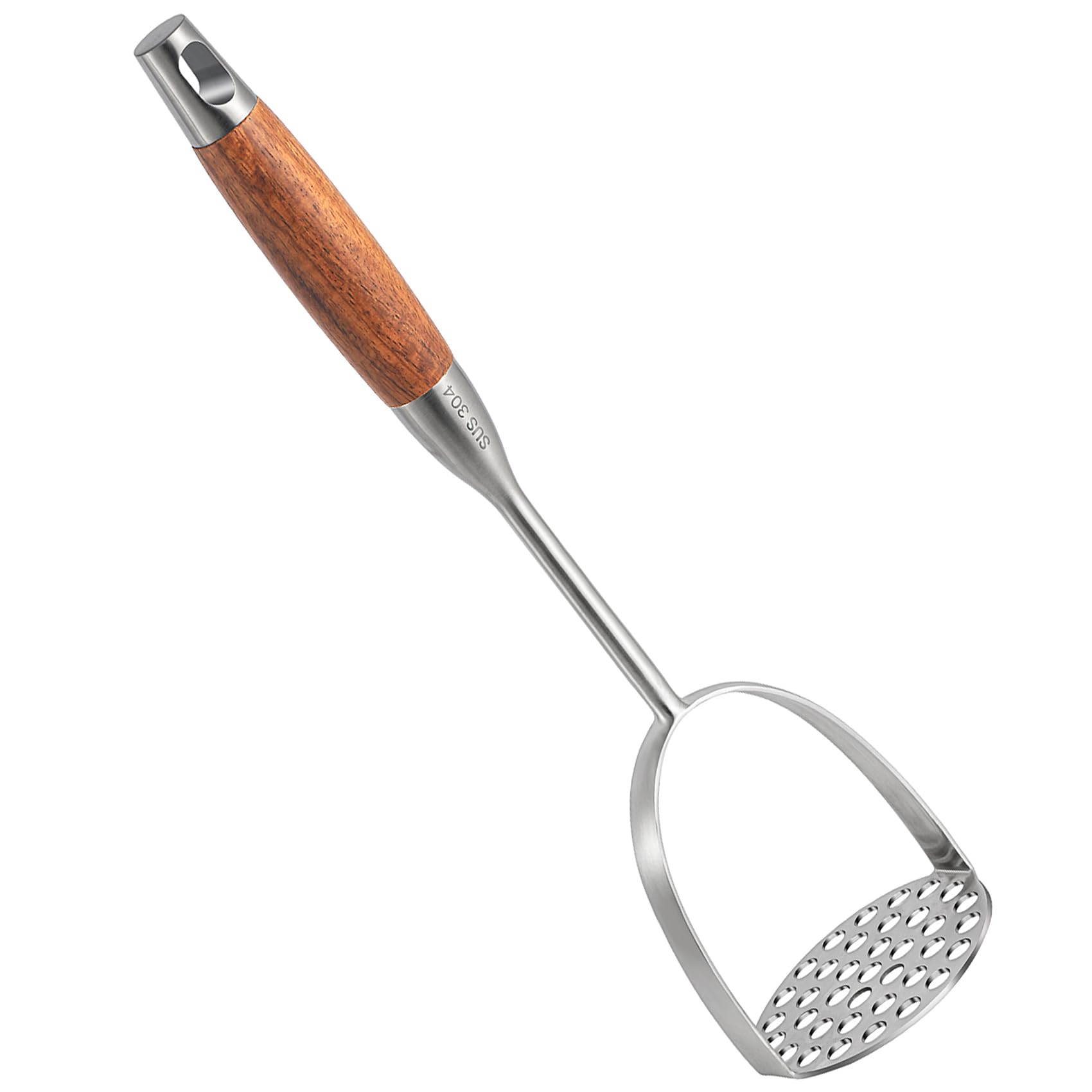 Tuyotue machacapatatas de acero inoxidable, diseño robusto para uso diario en la cocina.