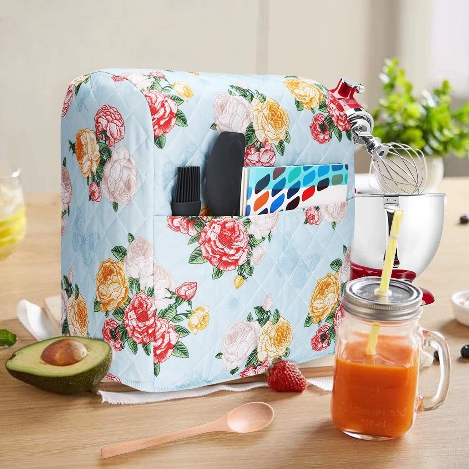 TUYUU funda de diseño floral para batidora, facilita almacenamiento y limpieza