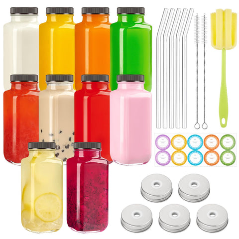 Tuzazo botellas vidrio 8 onzas con tapas: almacenamiento seguro de jugos caseros.