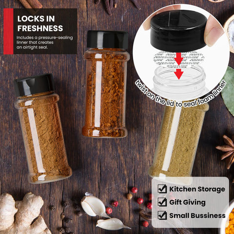 Capacidad 3 oz TUZAZO, ideal para especias, hierbas y polvos.