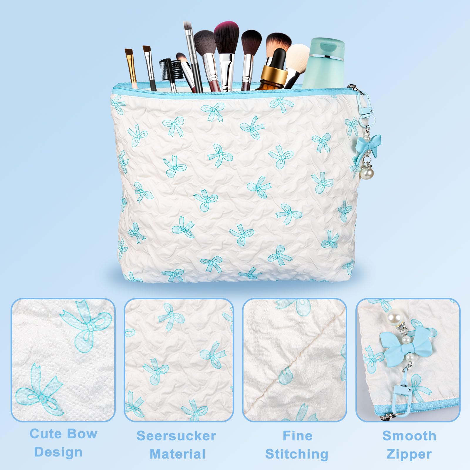 Bolsa de maquillaje TUZELIYA con estampado mariposa azul.