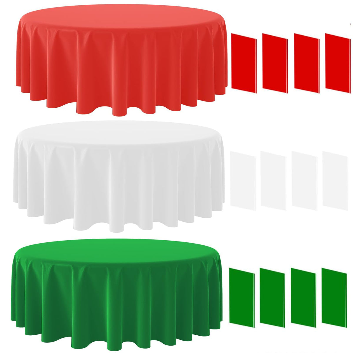 Mantel circular TUZIANAN rojo, verde y blanco de 84 pulgadas para eventos navideños