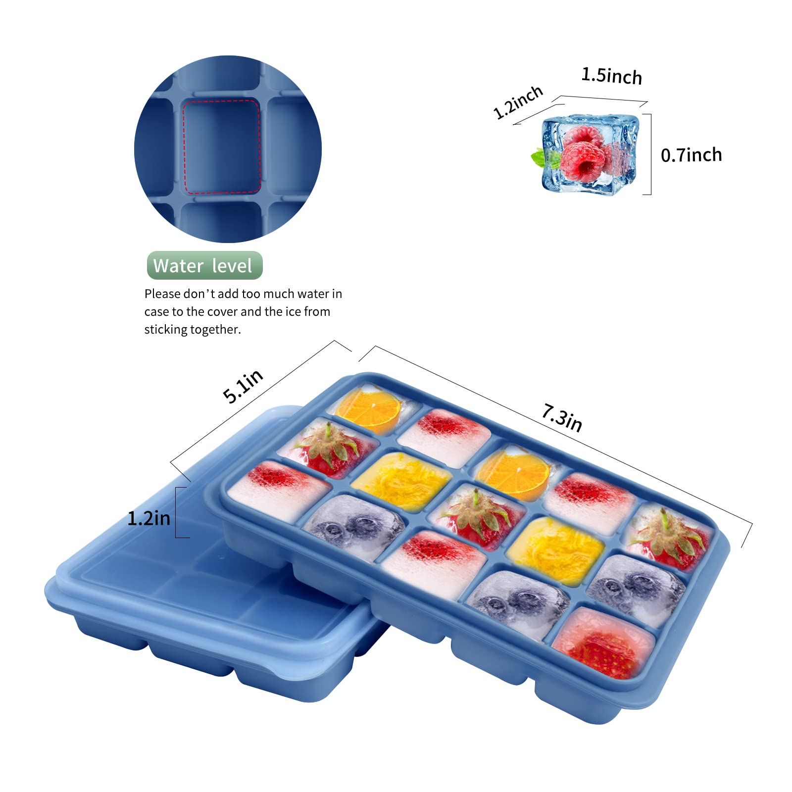 Tvmania bandejas hielo 2 unidades flexibles para liberación fácil de cubos.