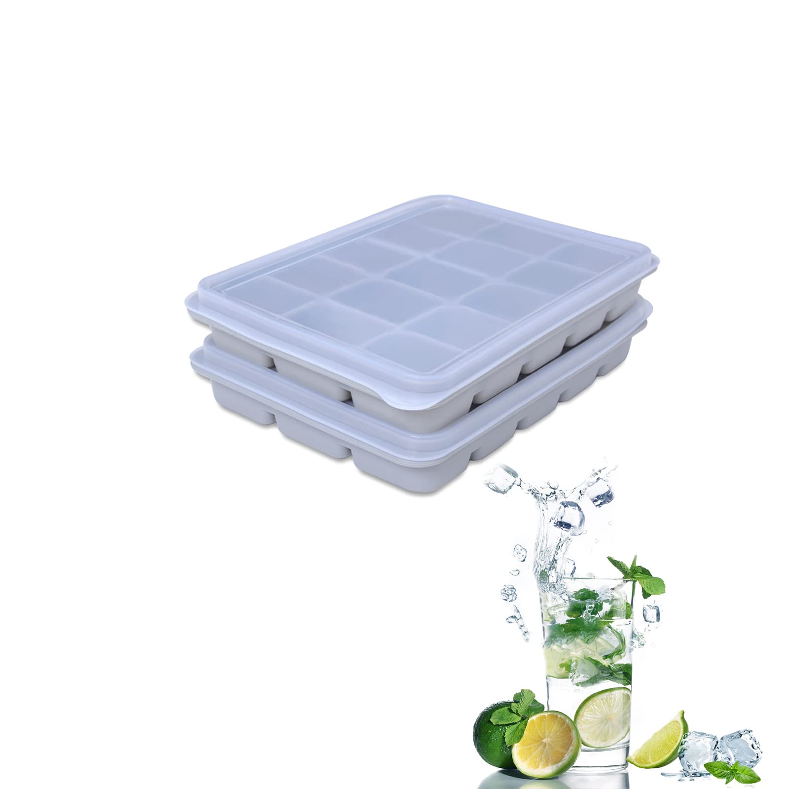 Tvmania bandejas de hielo de silicona 2 piezas, desmoldeado fácil para bebidas