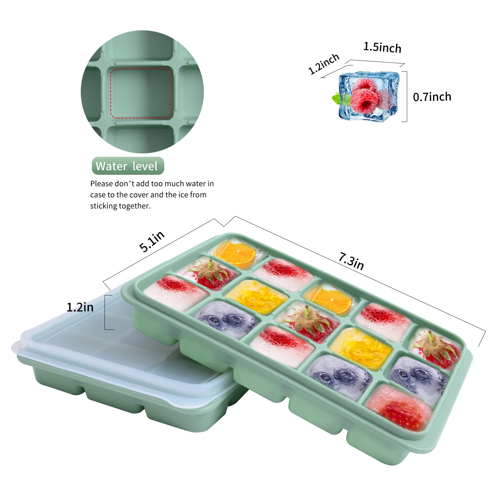 Tvmania cubiteras de hielo silicona flexible con 15 cubos por bandeja para bebidas