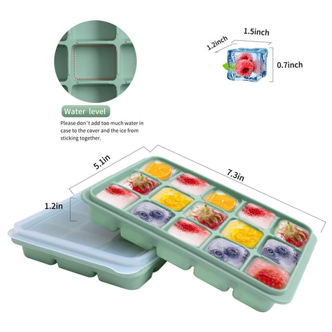 Tvmania cubiteras de hielo silicona flexible con 15 cubos por bandeja para bebidas
