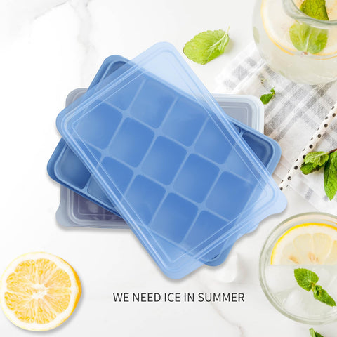 Tvmania cubos hielo 15 por bandeja, color azul gris, desmolde fácil.