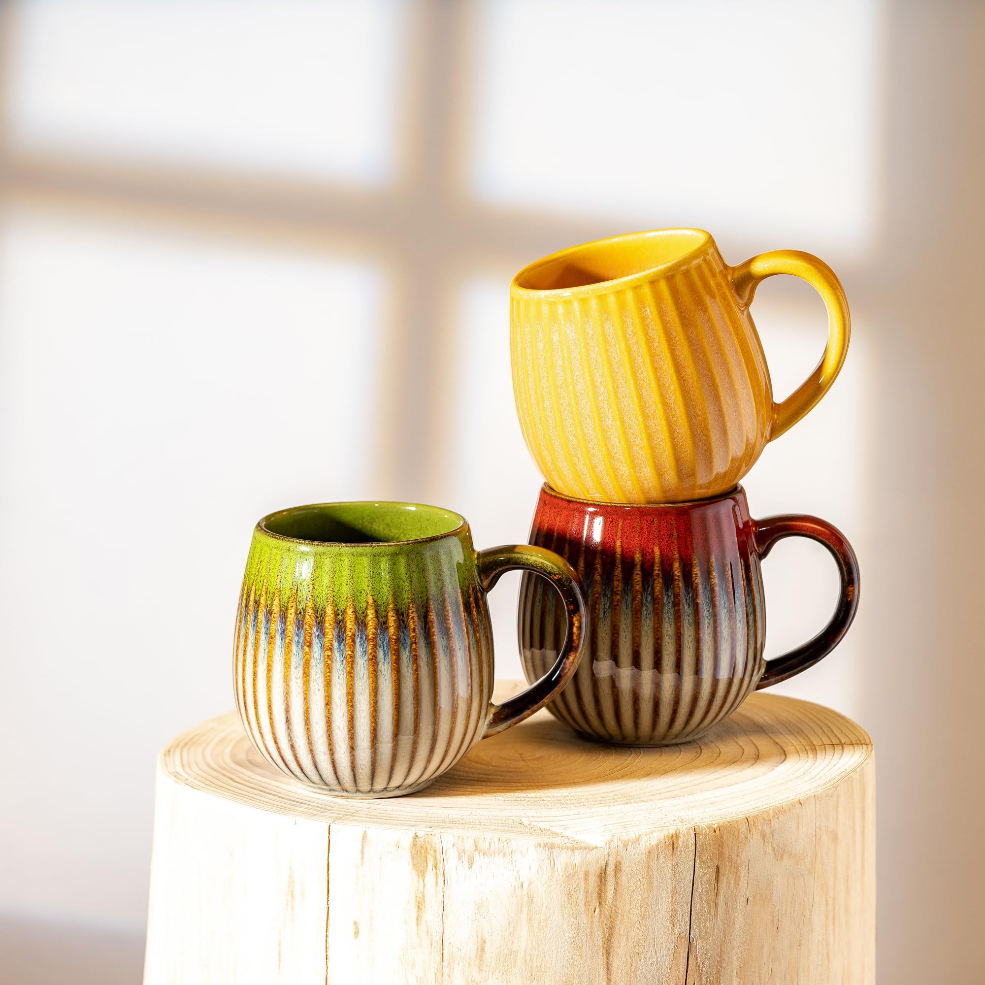 Tvvtuww taza cafe porcelana 17oz textura cerámica y acabado verde.