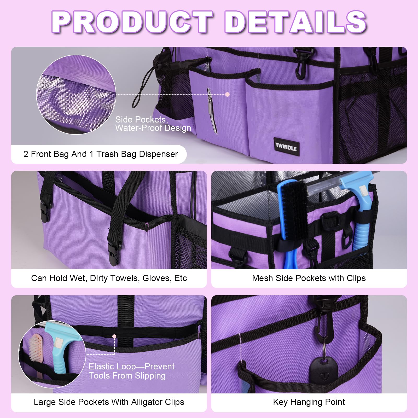 TWINDLE Caddy con correa ajustable, transporte cómodo para tareas de limpieza.