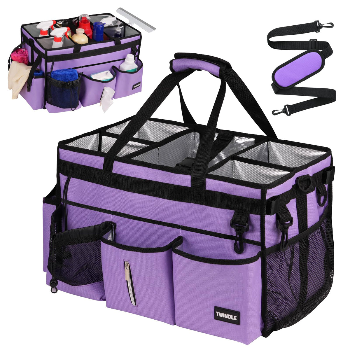 TWINDLE Caddy Extra Grande, vista general para organizar suministros de limpieza.