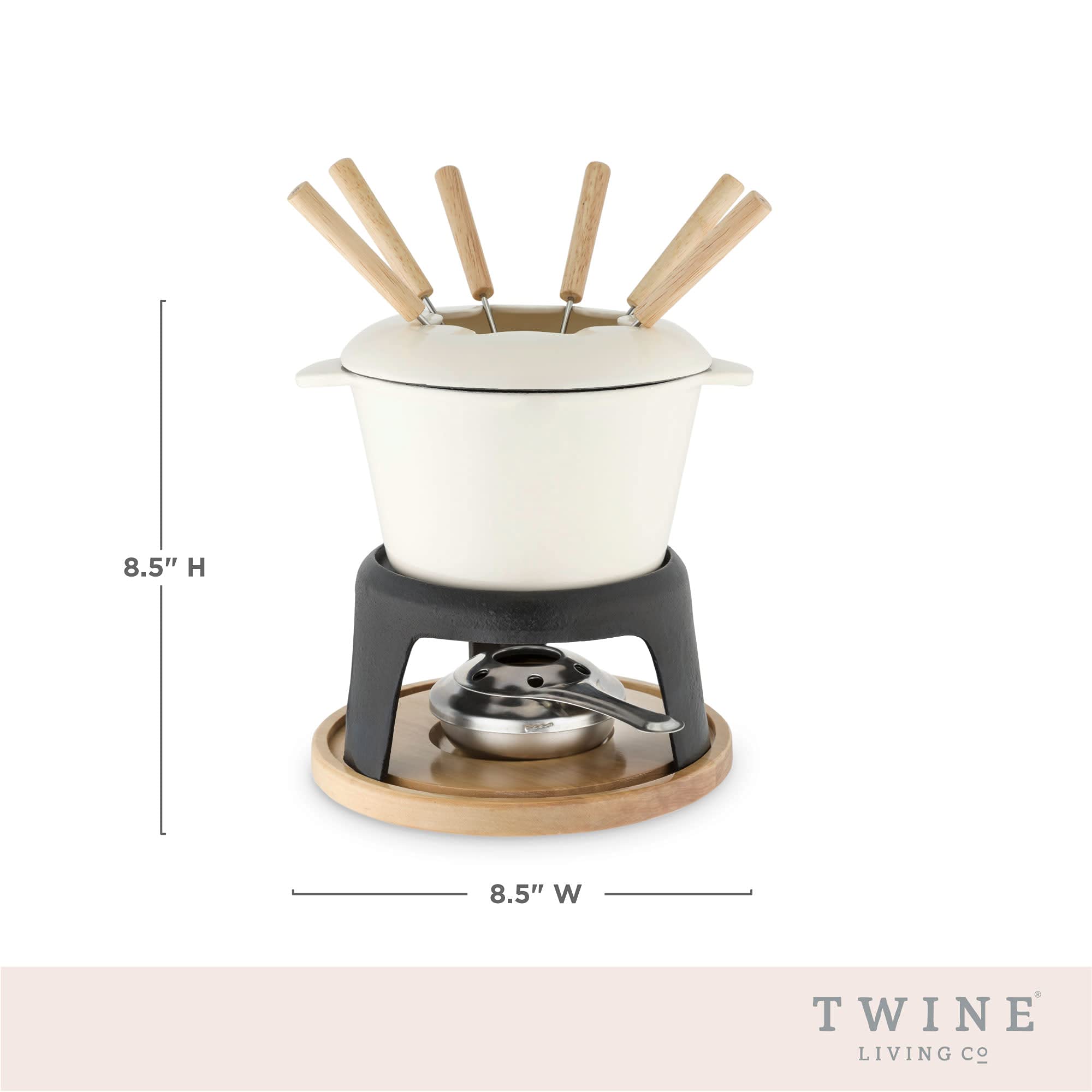 Twine fondue quemador cromado, calor uniforme para derretir ingredientes.