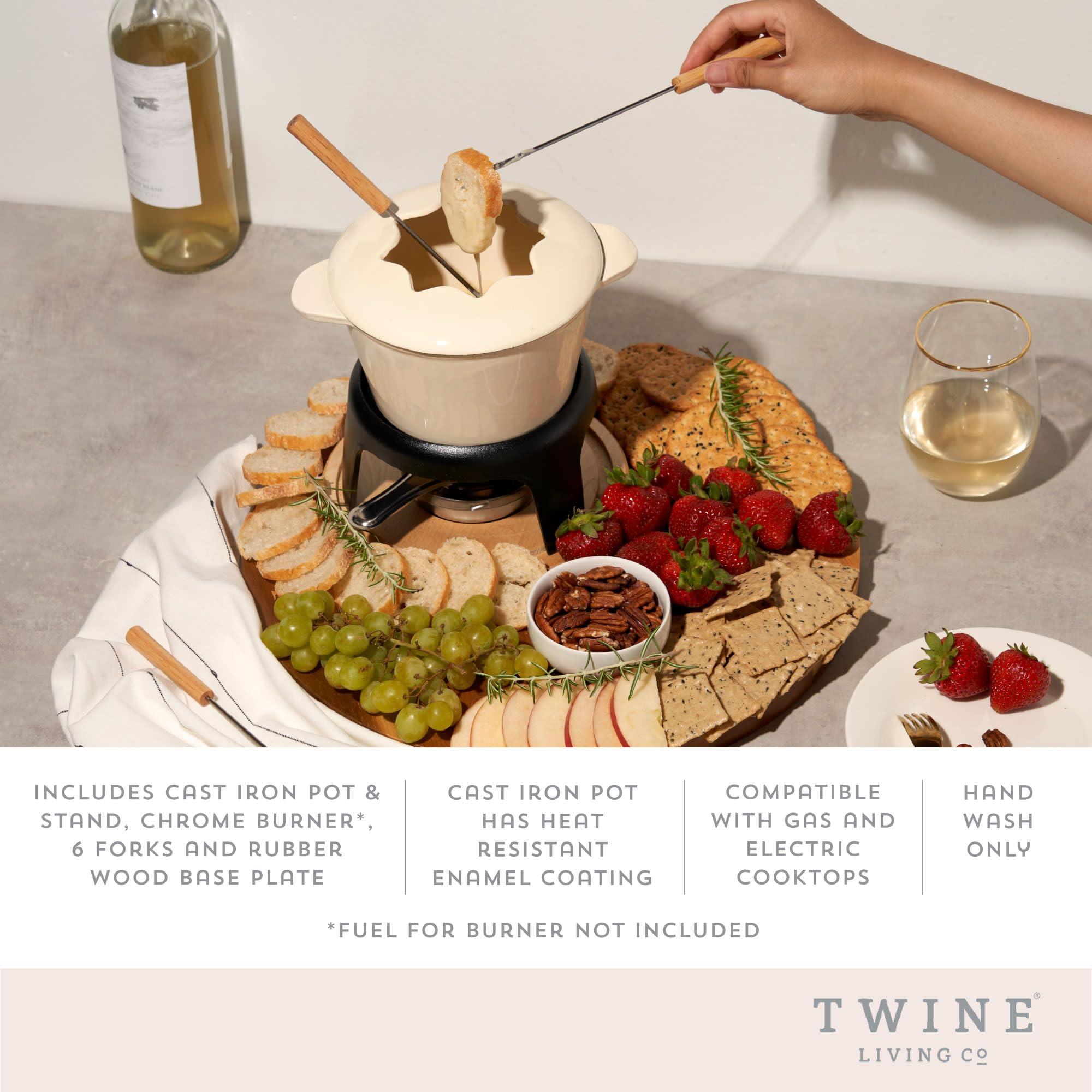 Twine fondue soporte de metal, base estable para calentar.