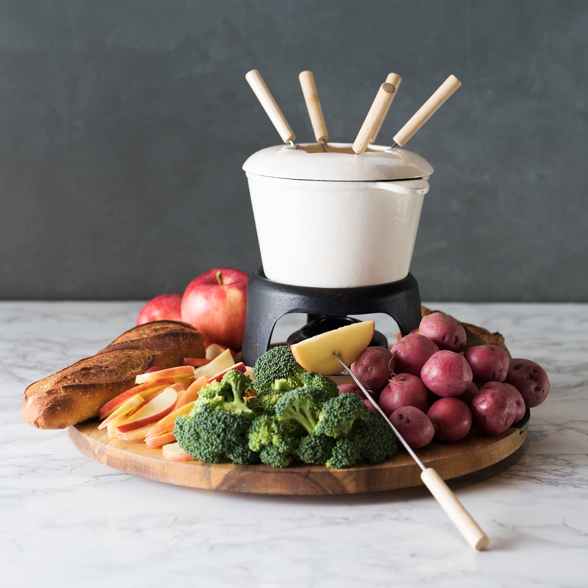 Twine fondue tenedores madera acero, servicio cómodo y seguro.