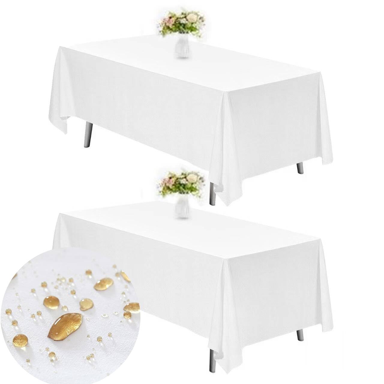 Mantel TwinRPET rectangular blanco, ideal para banquetes y protección de la mesa.
