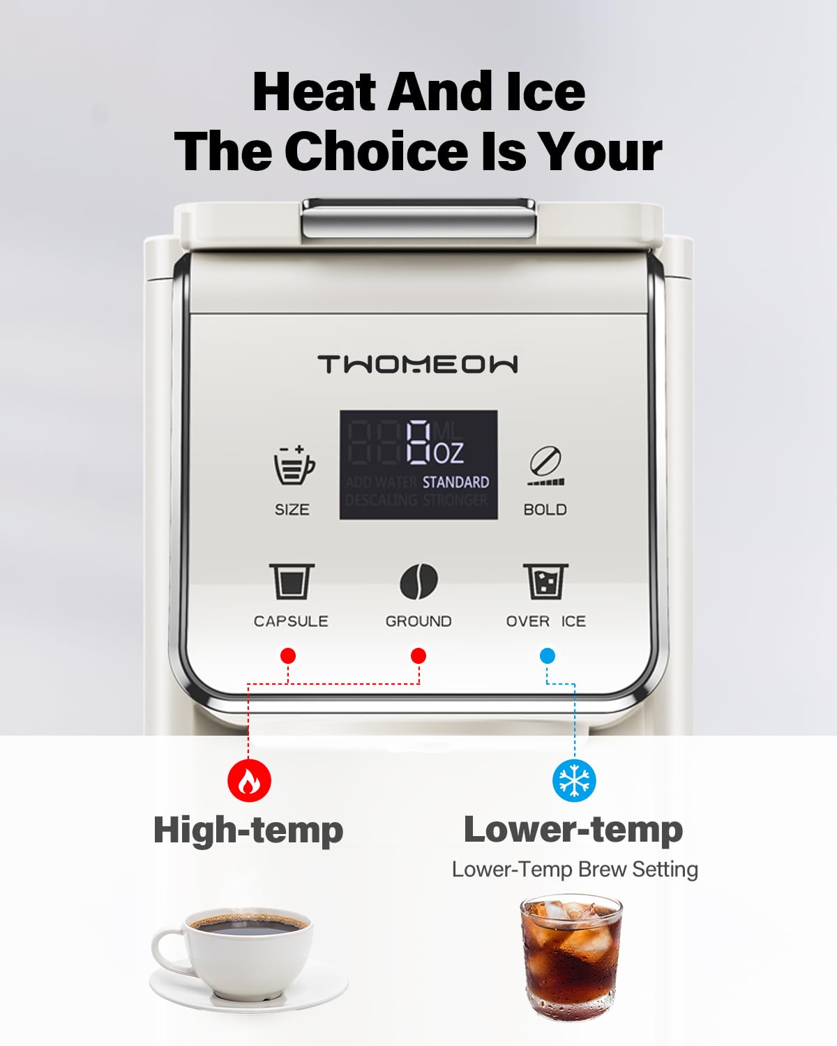 TWOMEOW con reservorio de 52 onzas facilita preparar varias tazas sin rellenar