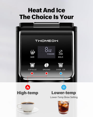 TWOMEOW cafetera con reservorio de 52 oz removible para múltiples tazas.