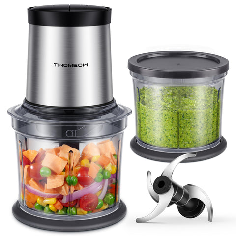 TWOMEOW procesador de alimentos con tapa y cuchillas para picar rápido y uniforme