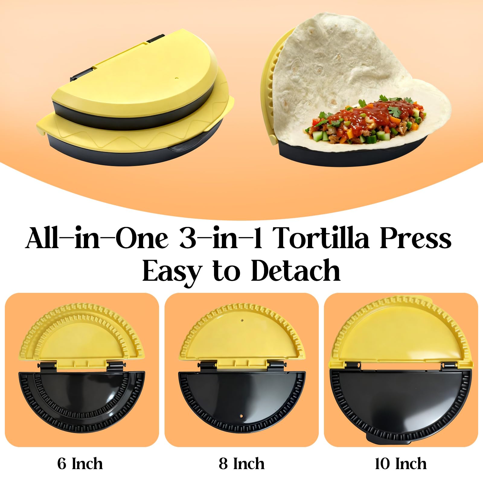 Twostubir Prensa de Tortilla para 8 pulgadas, base perfecta para quesadillas