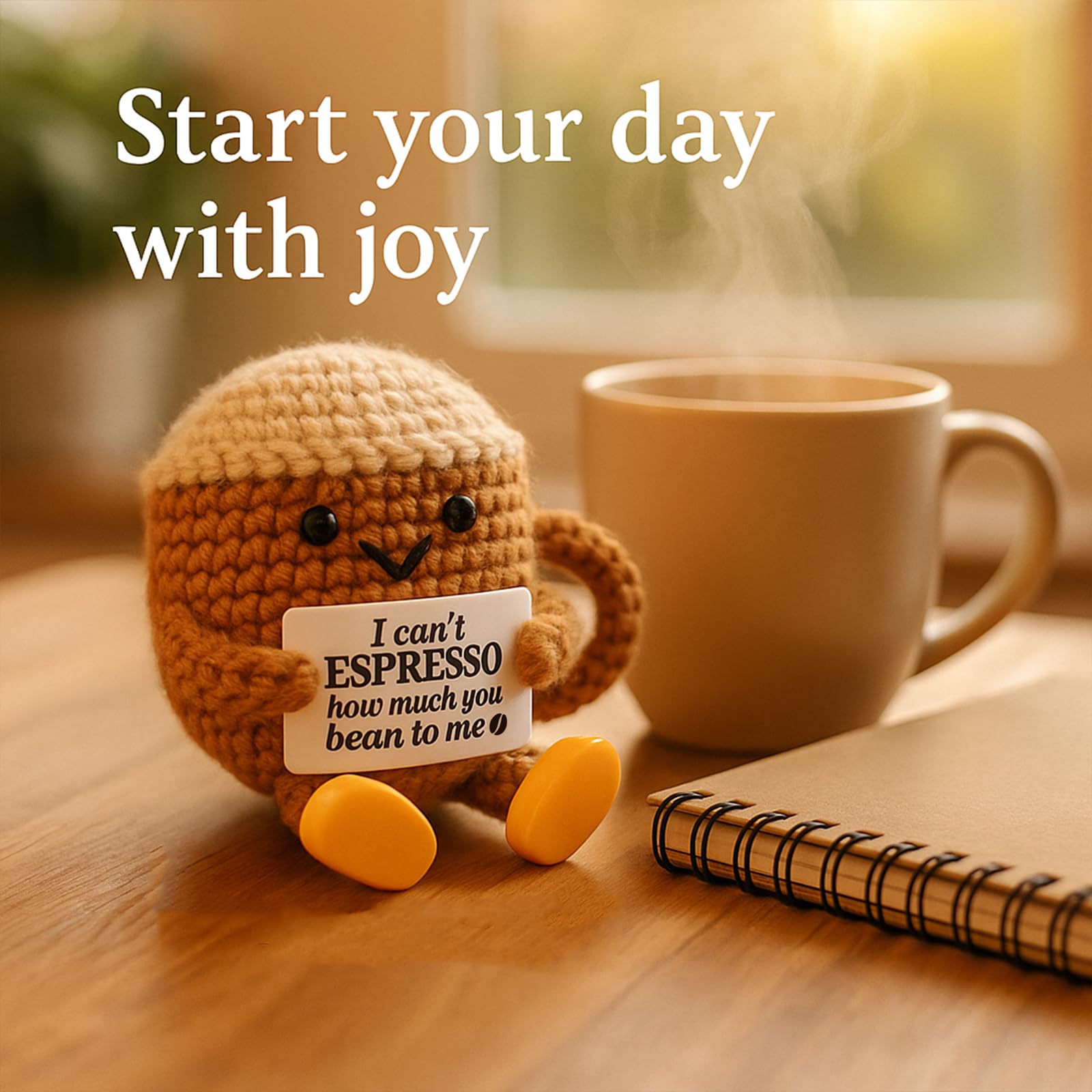 TWPER decoración de escritorio crochet, regalo único para amantes del café