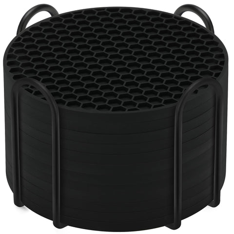 Posavasos de silicona TWTLi, conjunto de 12 con porta, protegen la mesa.
