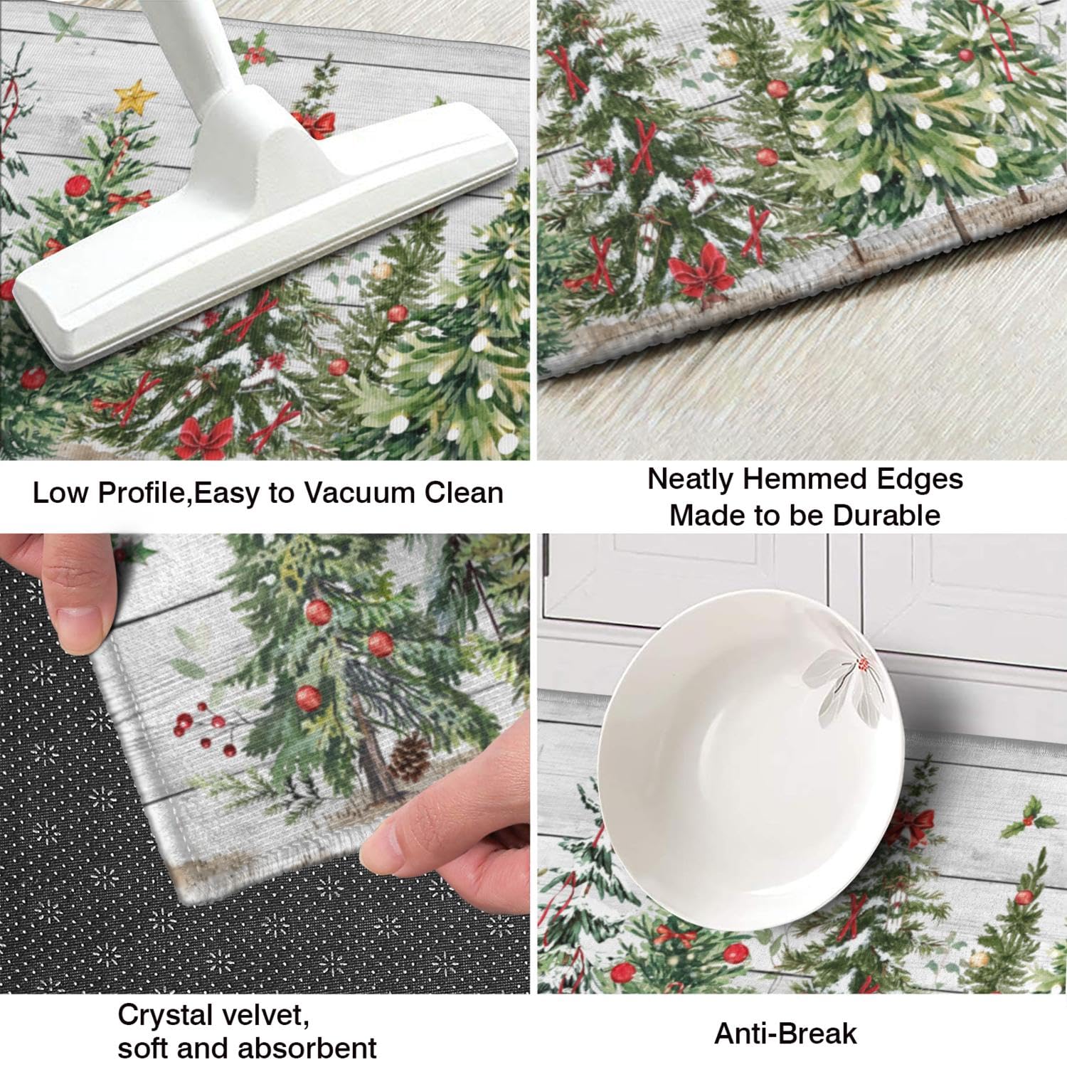 Twyt Decor alfombra multiuso para cocina y baño con estilo navideño.