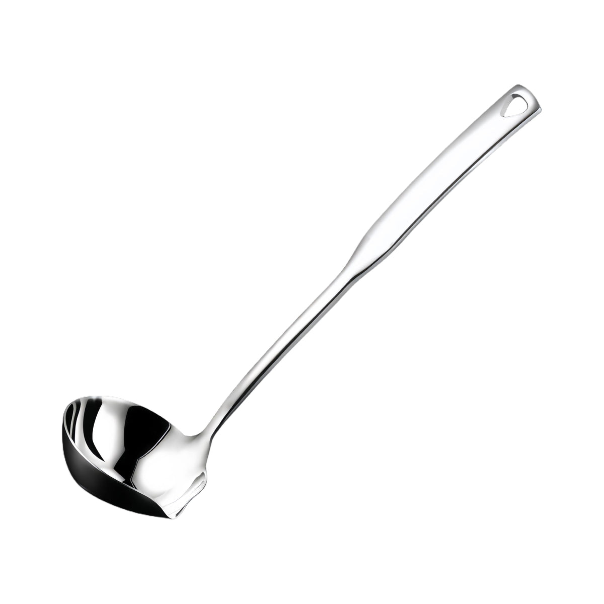 Cucharón Txhlyx con vertidor de acero 304 para servir caldos con precisión.