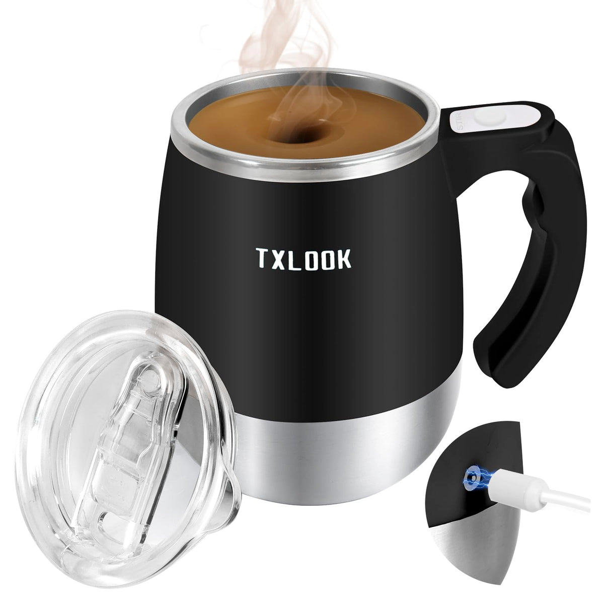 TXLOOK taza mezcla automática magnética para batir polvos y líquidos con comodidad.
