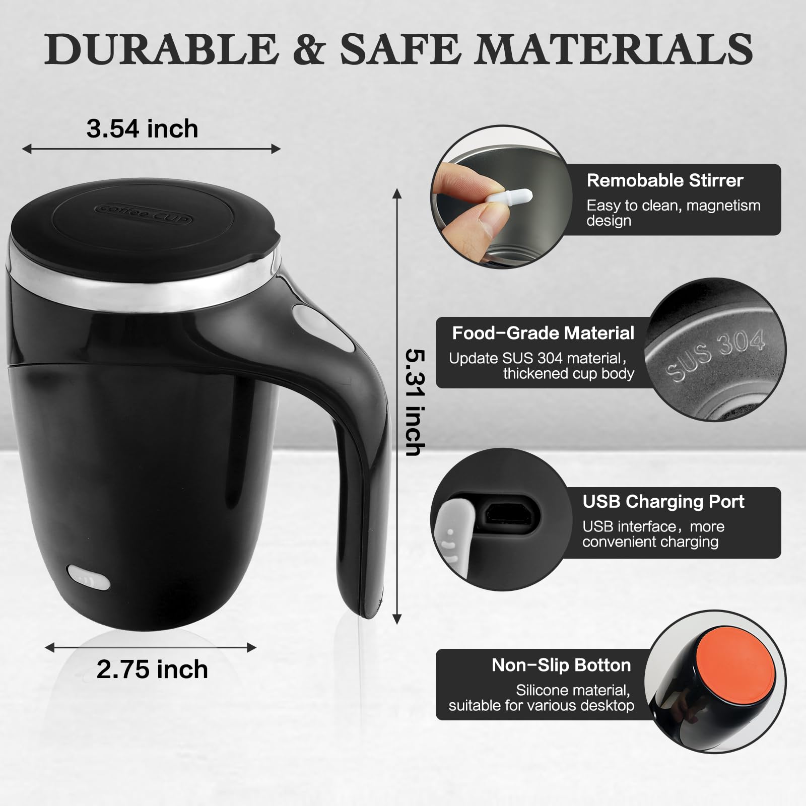 TXLOOK Taza Rodillo Mezcla: varilla giratoria que integra soluto y solvente.