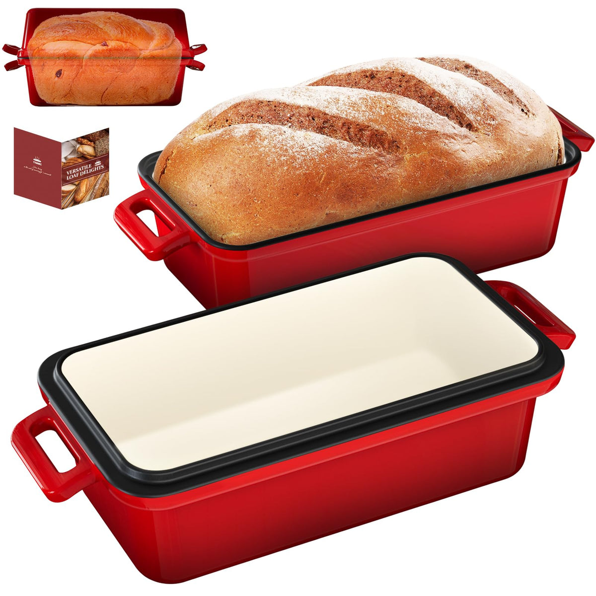 Moldde hierro esmaltado Tydanix 9x5 con tapa para hornear de forma uniforme