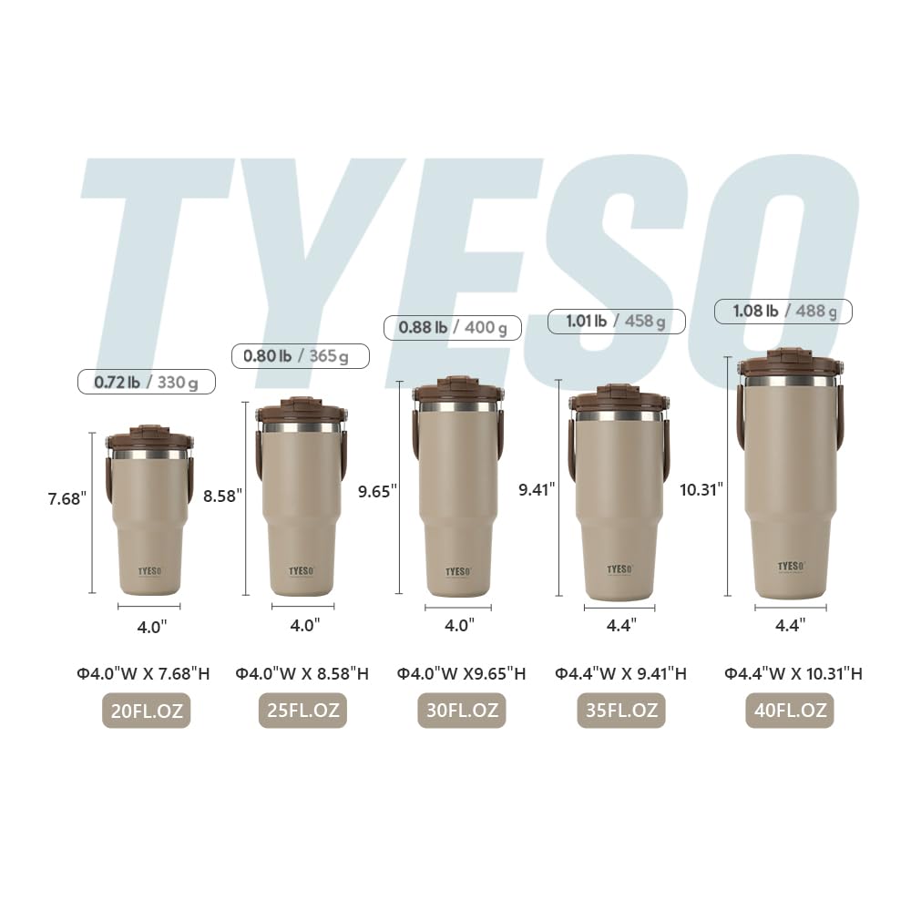 TYESO tumbler compatible con portavasos de coche y gimnasio