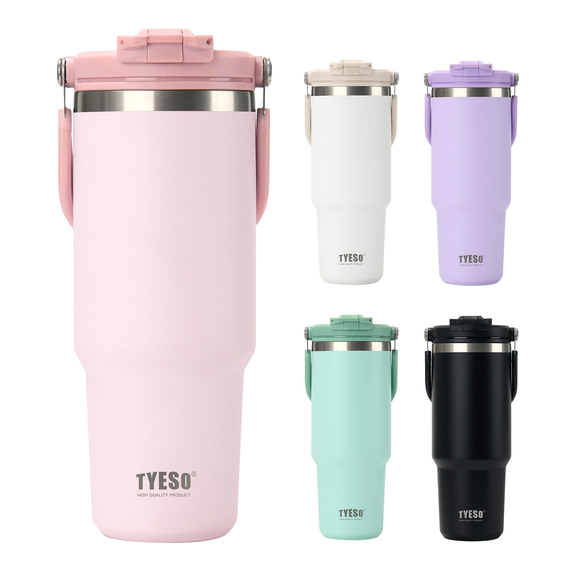 TYESO tumbler con paja integrada para sorber sin derrames durante el día