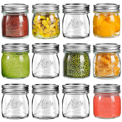 Tarro Mason de Tynatune 8oz con tapa y aros, ideal para conservar alimentos.
