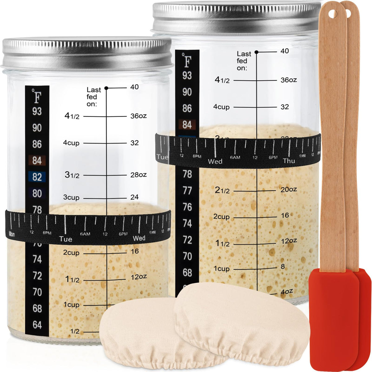 Tyniaide jarro de vidrio 40 oz para fermentación, ideal para varias hogazas.