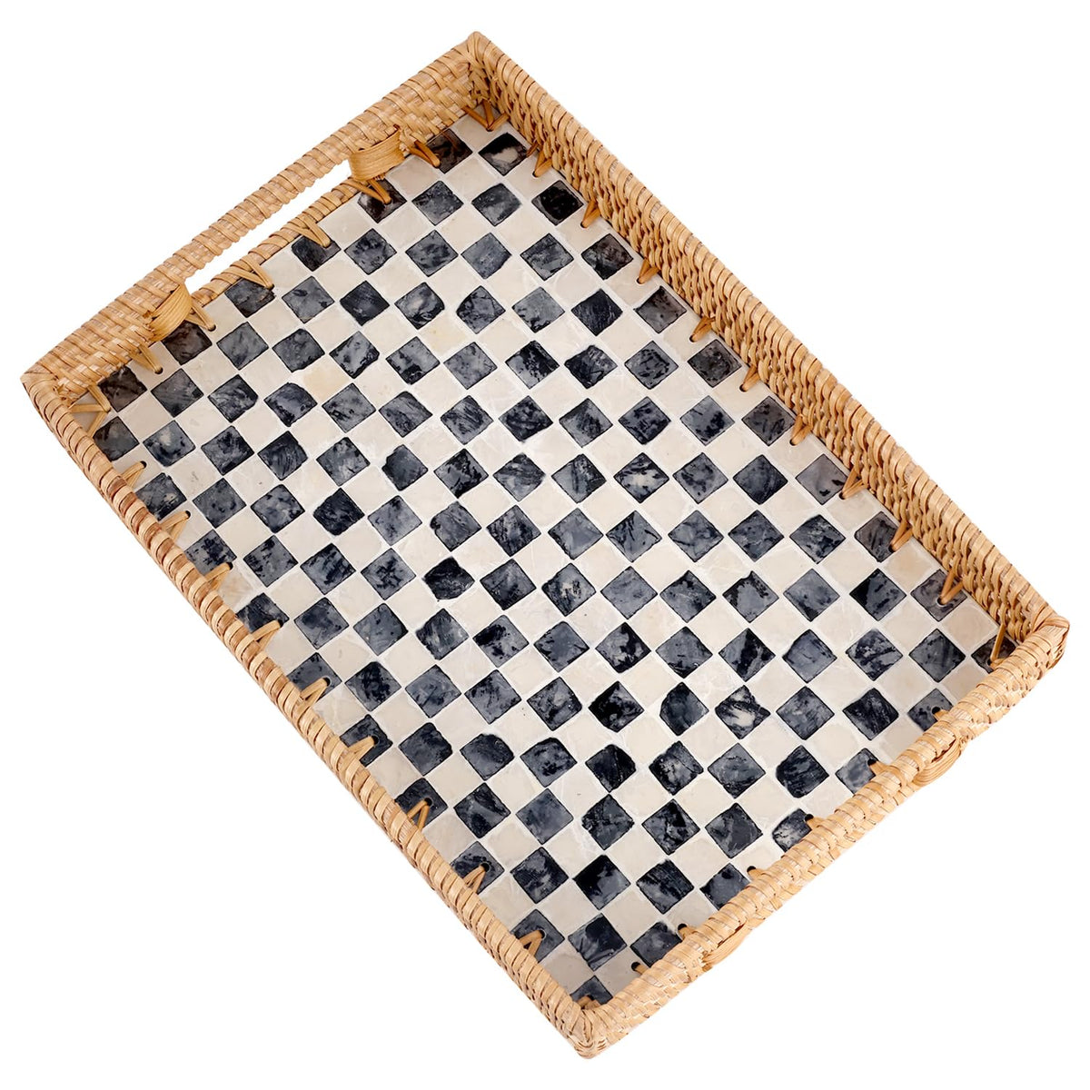Bandeja Tynulox rectangular con madreperla, ideal para servir café y té con estilo