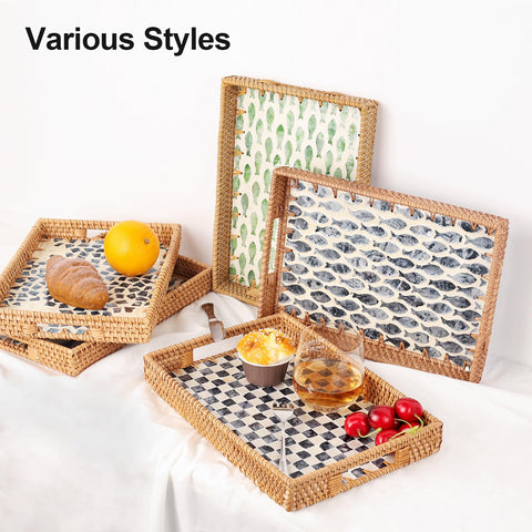 Bandeja Tynulox rectangular negro ajedrez, perfecta para decorar y ordenar