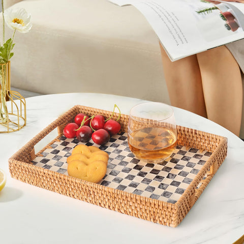 Bandeja Tynulox de rattan, textura natural para dormitorio o baño