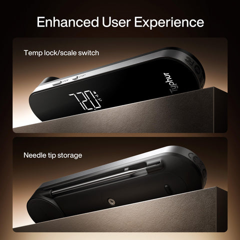 Typhur InstaProbe Core pantalla LED legible bajo la luz solar.