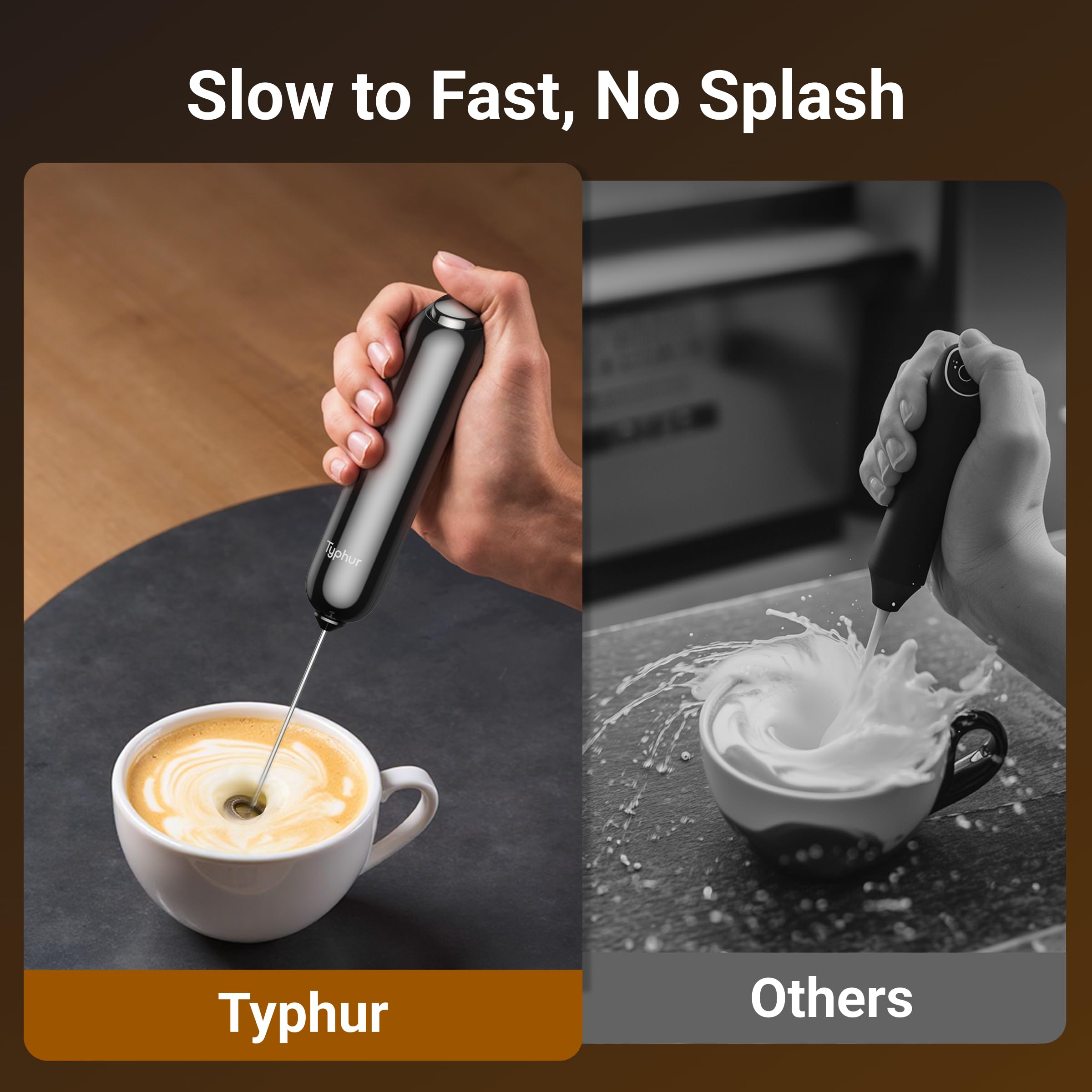 Typhur InstaWhisk espuma sedosa en 15–20 segundos