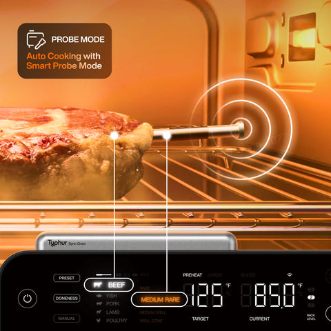 Typhur Sync Oven con convección 360°, dorado y cocción uniforme.