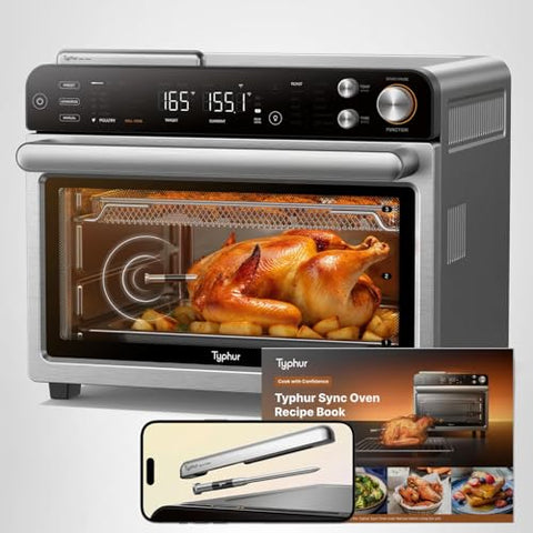 Typhur Sync Oven diseño espacioso en acero, facilidad de limpieza.