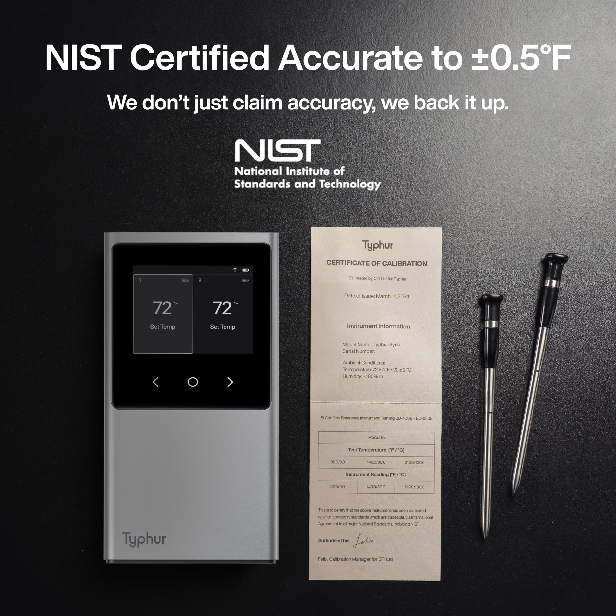 Precisión NIST de Typhur Sync para resultados consistentes.